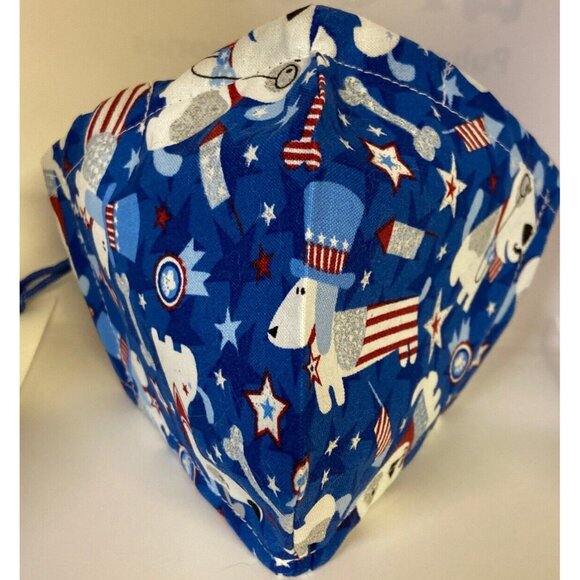 Handmade Patriotic Dog Adjustable Adult Face Mask XL Blue Red White - Picture 2 of 4